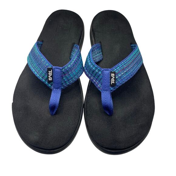 Teva Flip Flop Sandals Women’s 9 Blue Woven Strap Comfort Casual - Picture 1 of 7
